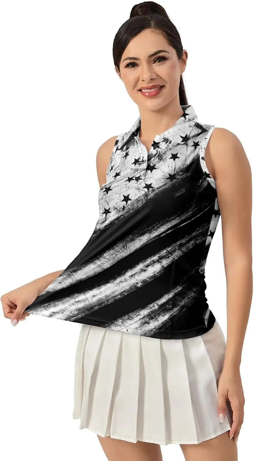Women's Sleeveless Golf Top Golf Shirts Funny Golf Apparel Athletic Golf Moisture Wicking Sleeveless Polo Shirt