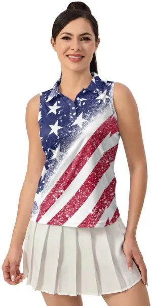 Women's Sleeveless Golf Top Golf Shirts Funny Golf Apparel Athletic Golf Moisture Wicking Sleeveless Polo Shirt