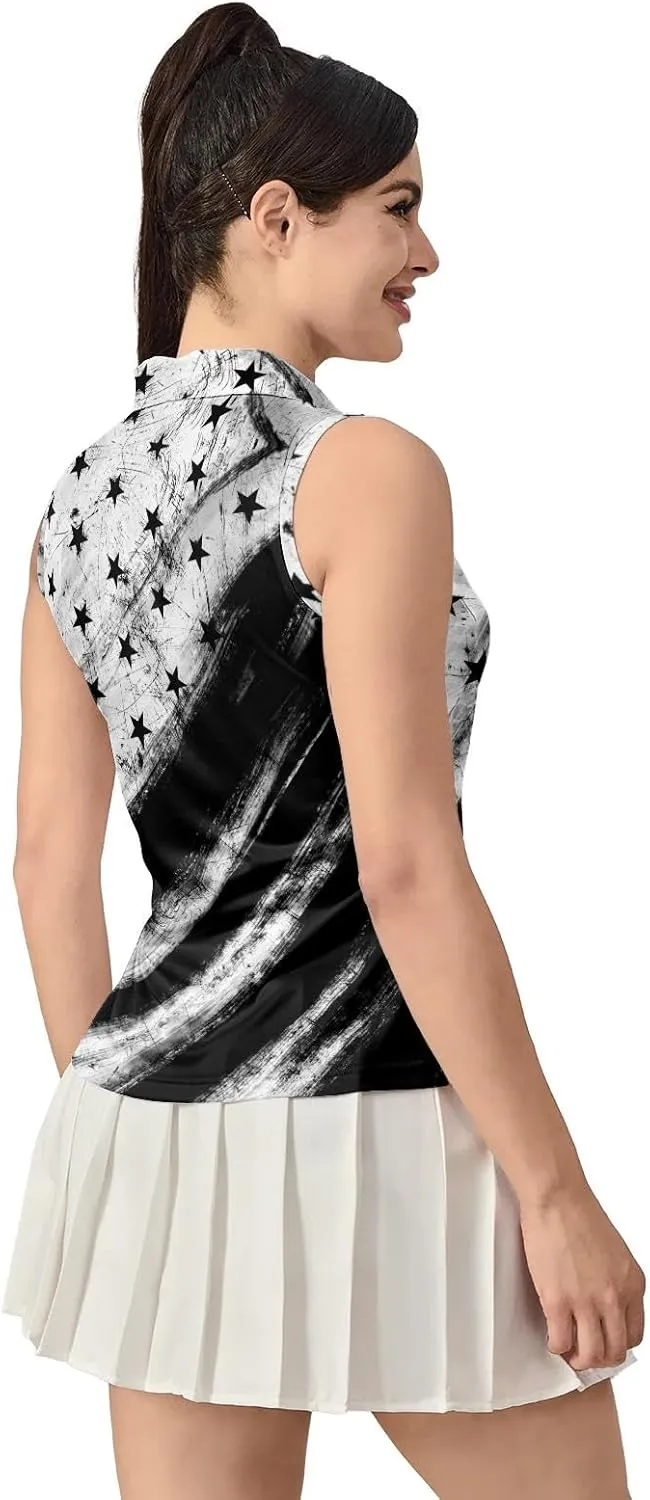 Women's Sleeveless Golf Top Golf Shirts Funny Golf Apparel Athletic Golf Moisture Wicking Sleeveless Polo Shirt