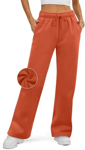 Women's Summer Casual Pants High Waist Drawstring Wide Straight Leg Sport Pants Loose Workout Trousers with Pockets