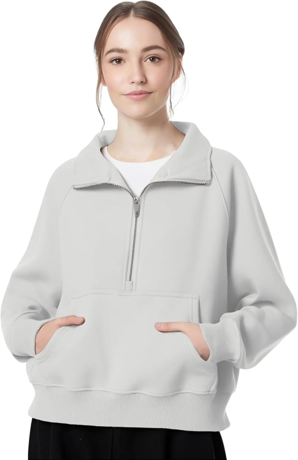 Womens Sweatshirts Half Zip Pullover Fleece Fall outfits Clothes Oversized Hoodies Sweaters