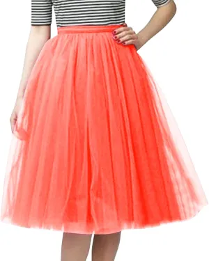 Women's Tulle Skirt Knee Length High Waisted Solid Color Plus Size Carnival Party Costume Wedding Party