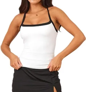 Women's Vintage Camisole Tank Tops Sleeveless Cami Slim Fitted Tops Summer 2024 Crop Top Cami Top Going Out Tee
