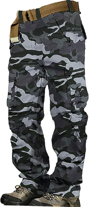 Work Pants for Men Cargo Trousers Hiking Pants 8 Pocket Plain Comfort Breathable Outdoor Mens Sweatpants with Baggy
