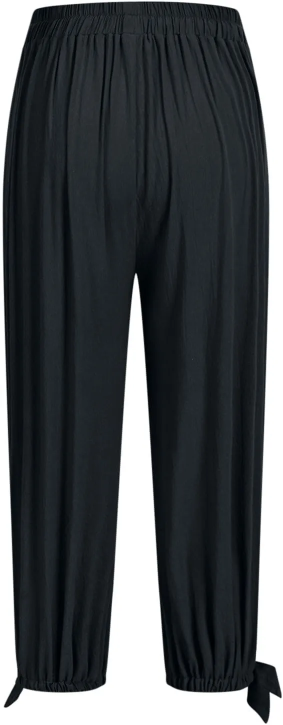 Xiaojmake Women Casual Beach Pants Summer Cinched Bottom Linen Capris Drawstring Elastic High Waist Cotton Cropped Trousers