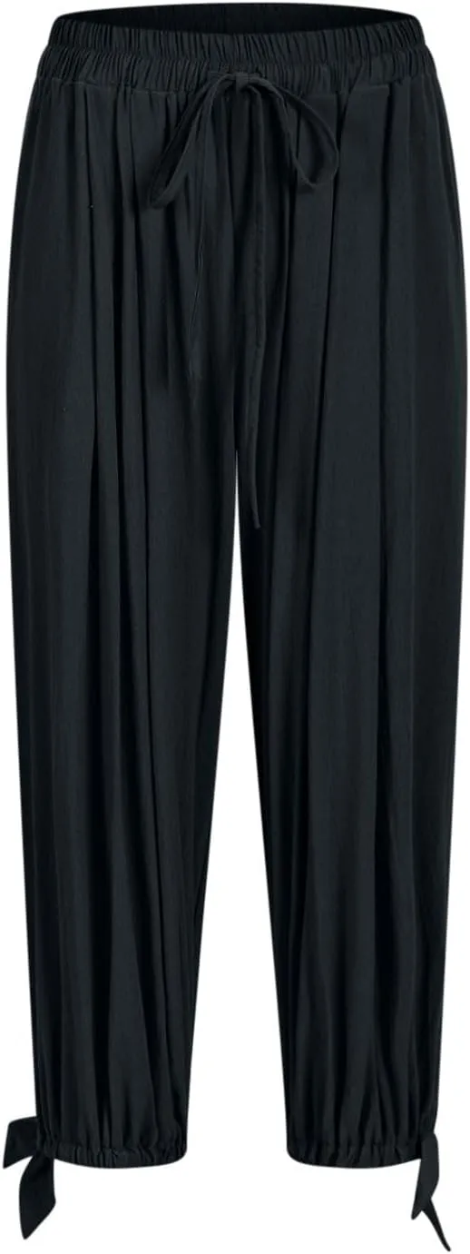 Xiaojmake Women Casual Beach Pants Summer Cinched Bottom Linen Capris Drawstring Elastic High Waist Cotton Cropped Trousers