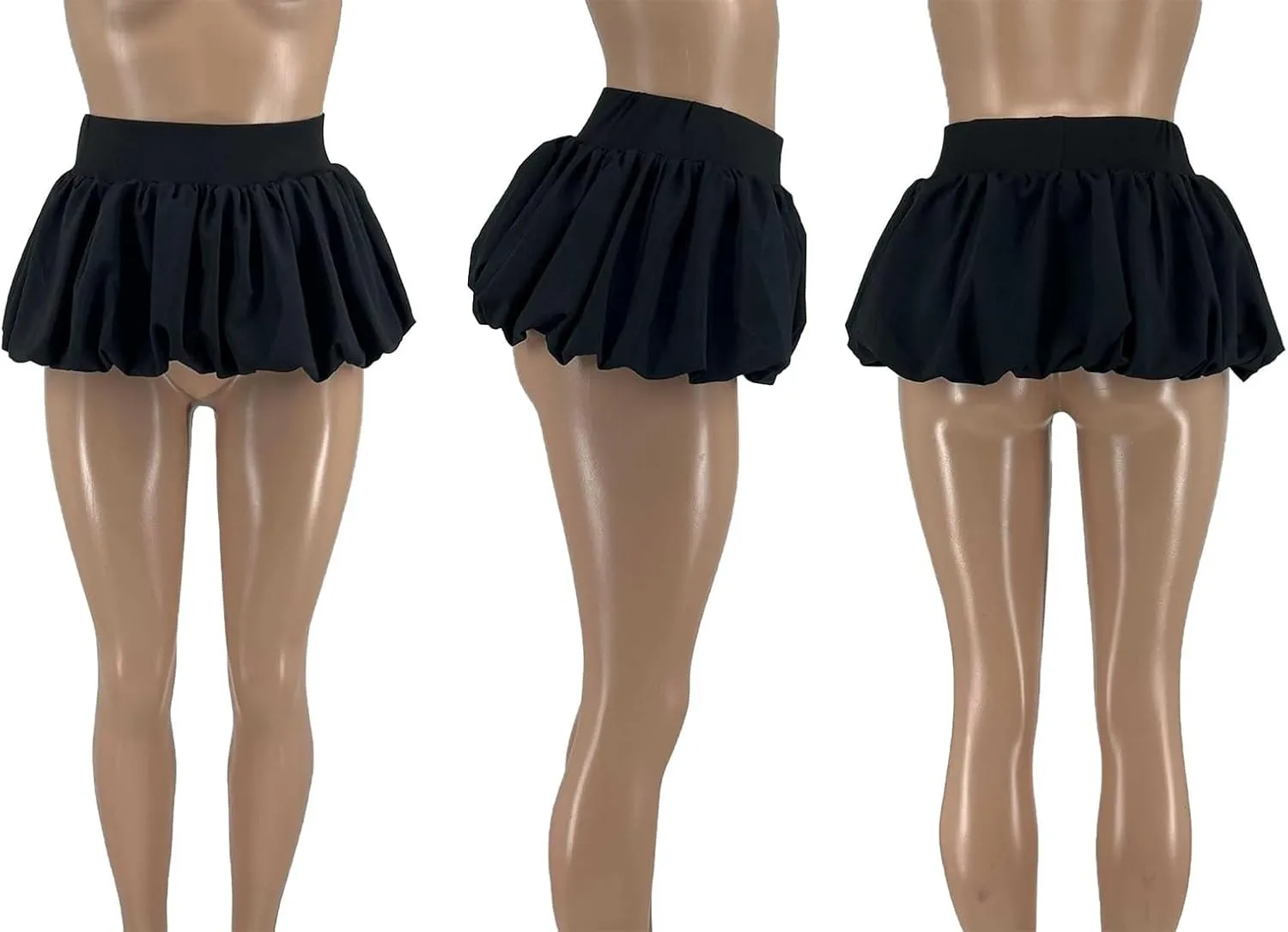 Y2k Bubble Mini Skirt for Women Pleated Ruffle Skirts High Waist Puffy Flared Balloon A Line Short Skort