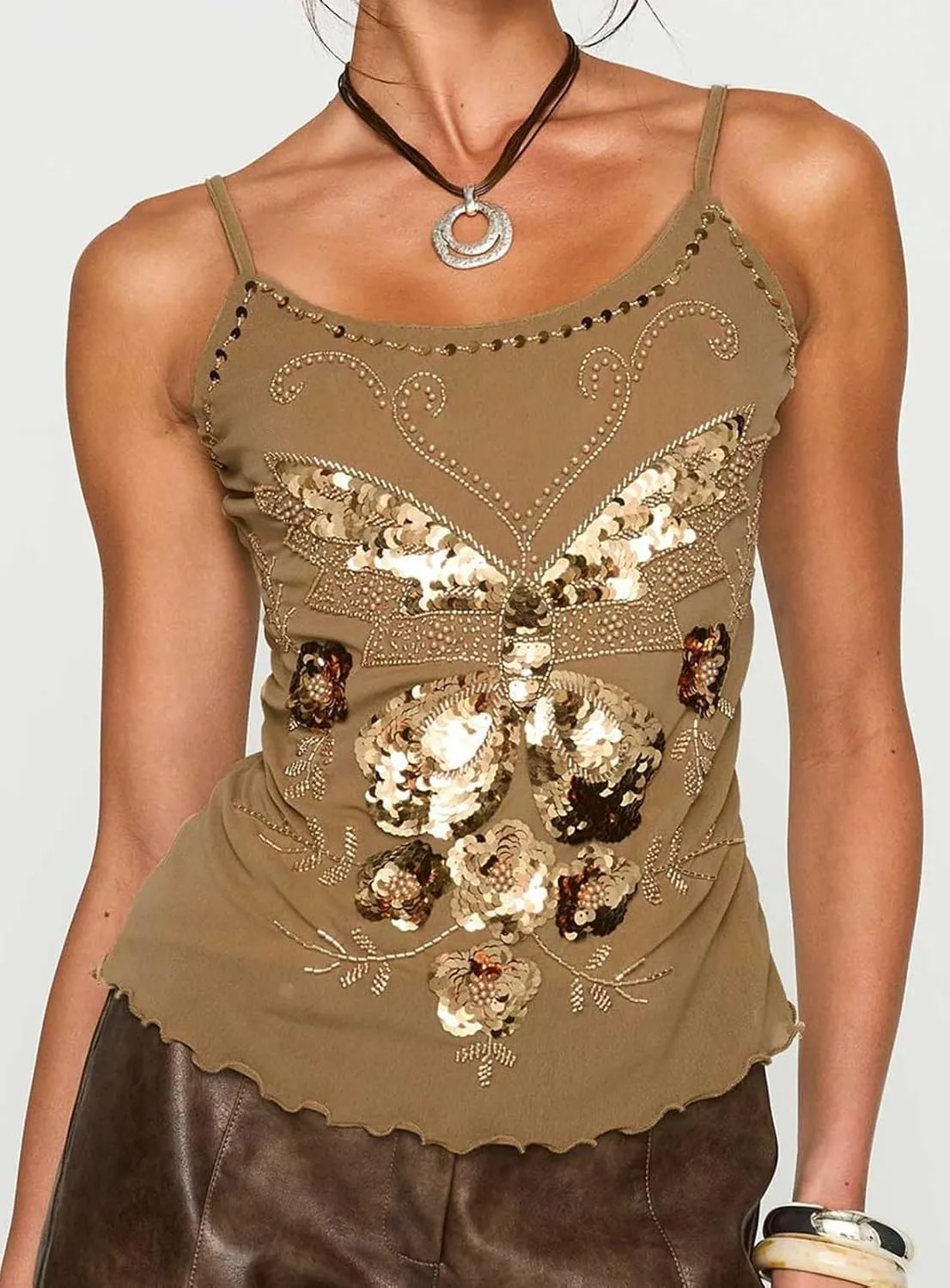 Y2K Sequin Cami Top for Women Sexy Sparkle Backless Low Cut Crop Tank Top Cute Teens Summer Rhinestone Going Out Tops