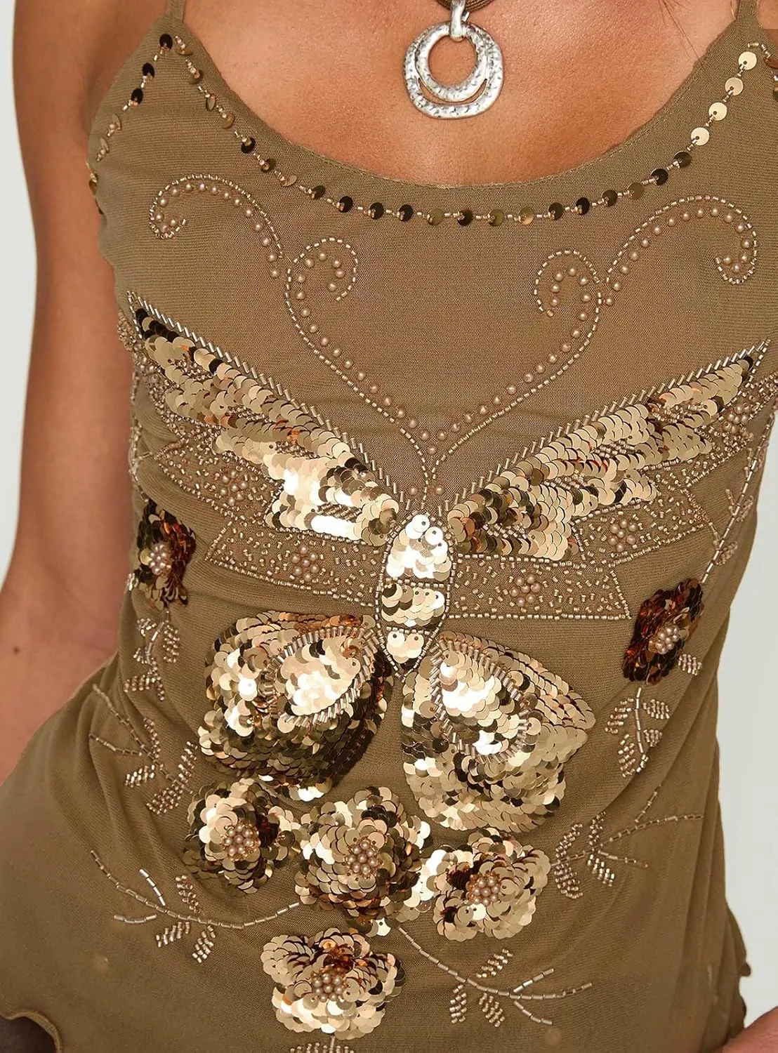 Y2K Sequin Cami Top for Women Sexy Sparkle Backless Low Cut Crop Tank Top Cute Teens Summer Rhinestone Going Out Tops
